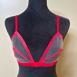 Savage X Fenty Red Velvet and Mesh Bralette